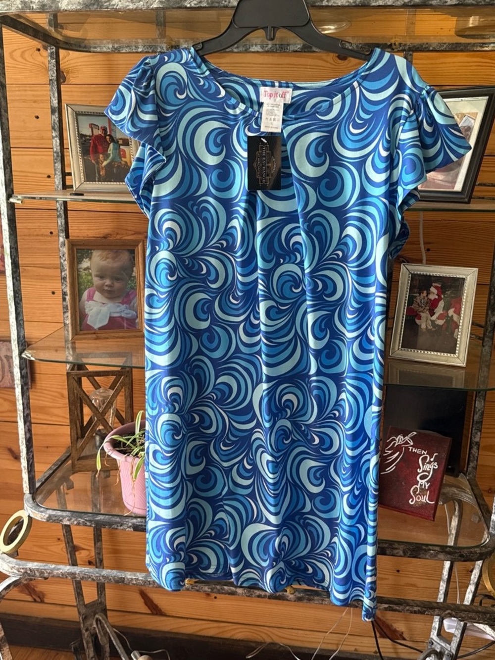 Top It Off Blue Swirl Cap-Sleeve Polo Dress